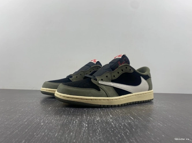 Rep TB DM7866-002 'BLACK SP JORDAN LOW AIR 1 TRAVIS SCOTT OG X OLIVE' 0714